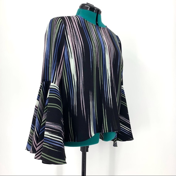 Vince Camuto Striped Print Flounce Sleeve Blouse, Medium - Picture 10 of 16